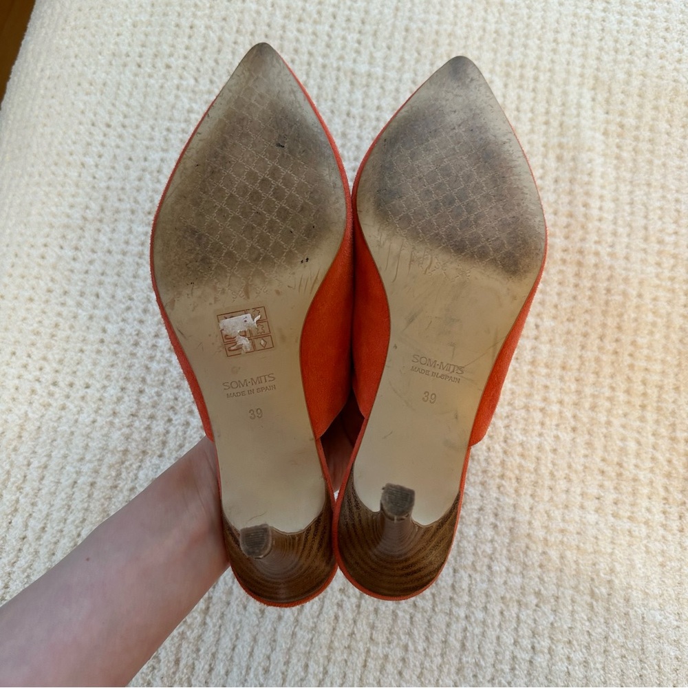 Sommits coral spanish suede heels sz 39 - Picture 3 of 8